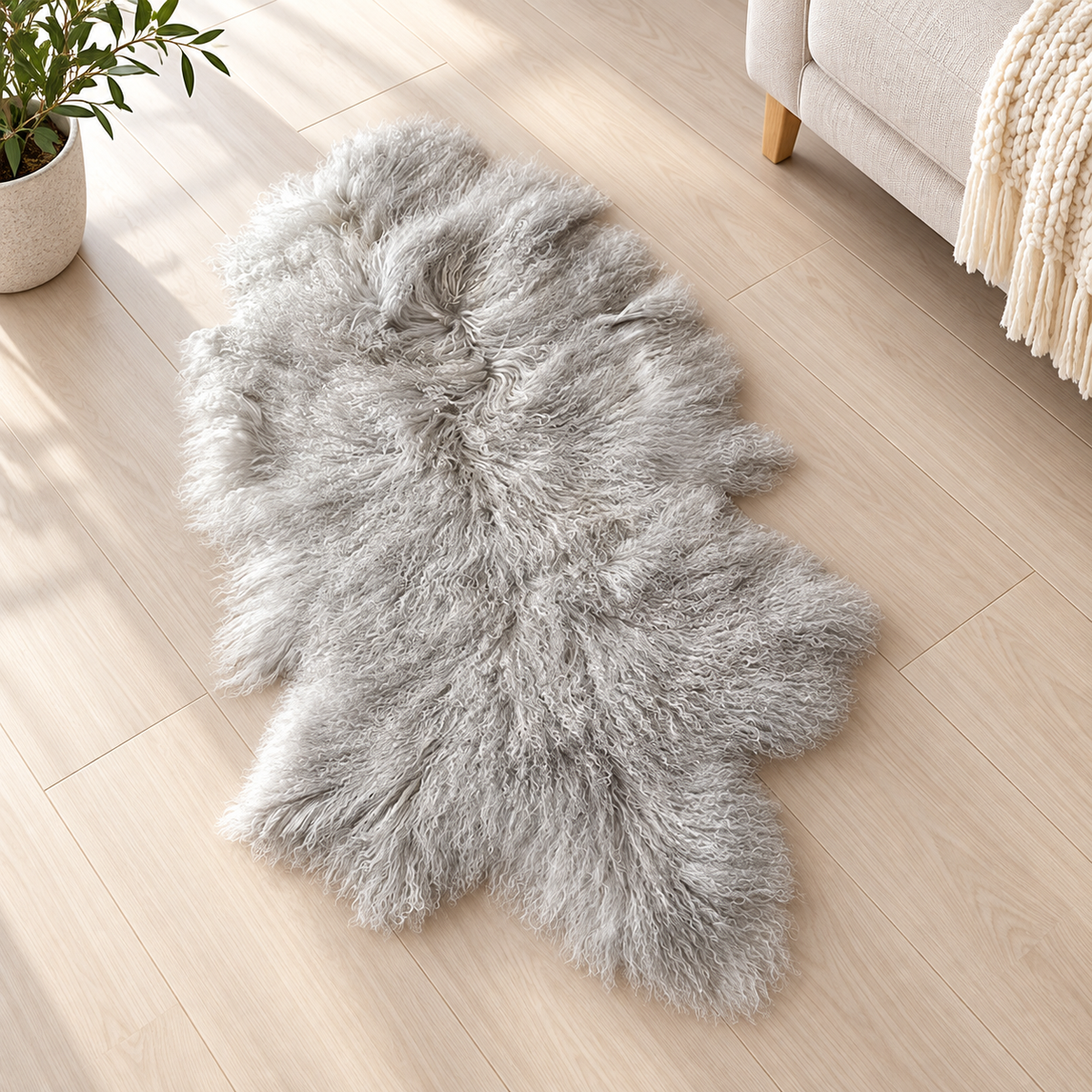 Genuine Curly Sheepskin Rug with Long Wool for Home Decor 7