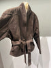 Women Goatskin Suede Short Leather Jacket with Belt