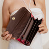 Pink Hand Tooled Leather Clutch Purse