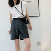 Women Mid Length Real Leather Shorts