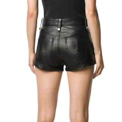 genuine leather high waisted shorts