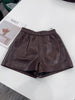 Brown Genuine Leather Shorts for Women