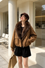Women’s Brown Fur Collar Bomber Jacket