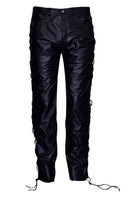 Real Leather Black Pants Laced