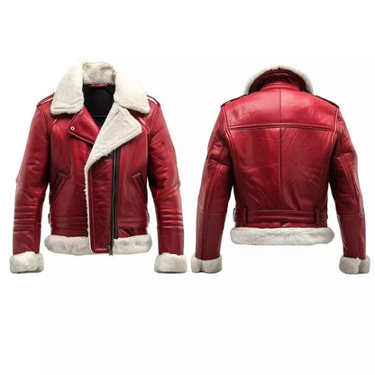 men shearling leather coat with fur