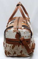 Real Cowhide Patchwork Overnight Bag