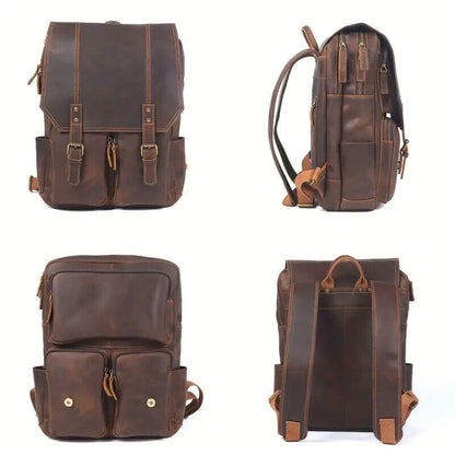 Genuine Leather Backpack Travel Crazy Horse Style