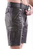 Premium Men's Cowhide Leather Cargo Shorts