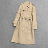 Women Genuine Leather Double Breasted Trench Coat With Belt