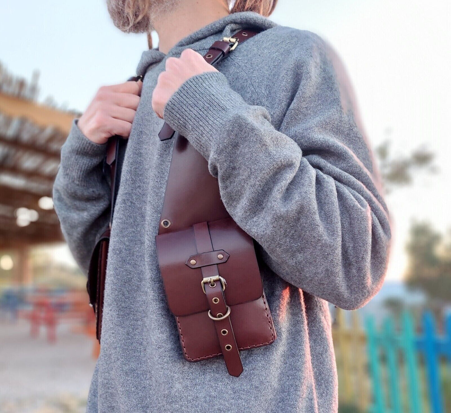 Handmade Shoulder Harness Leather Bag