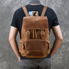 Retro Leather Backpack Laptop