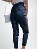 Ladies Leather High Waist Cropped Leather Pants