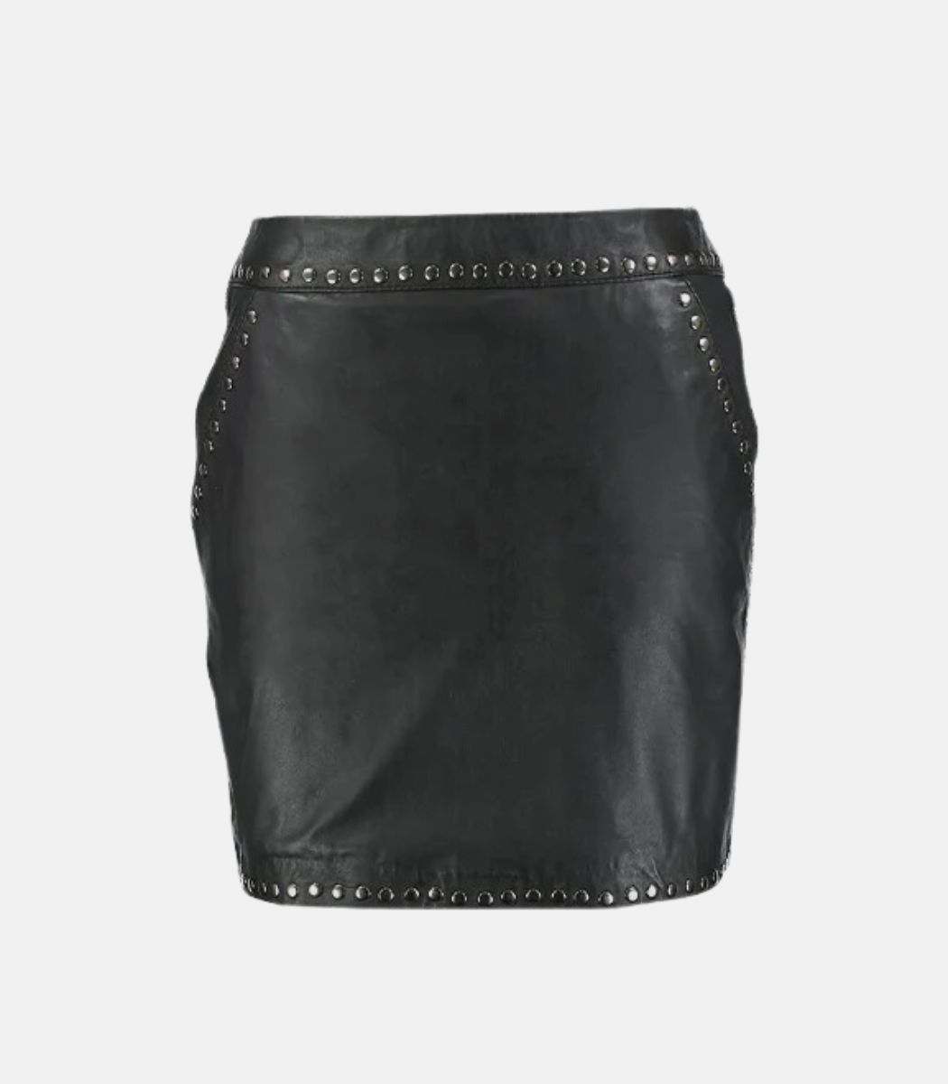 Handmade Leather Skirt With Rivets