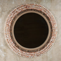 handcrafted large pink sea shells mirror