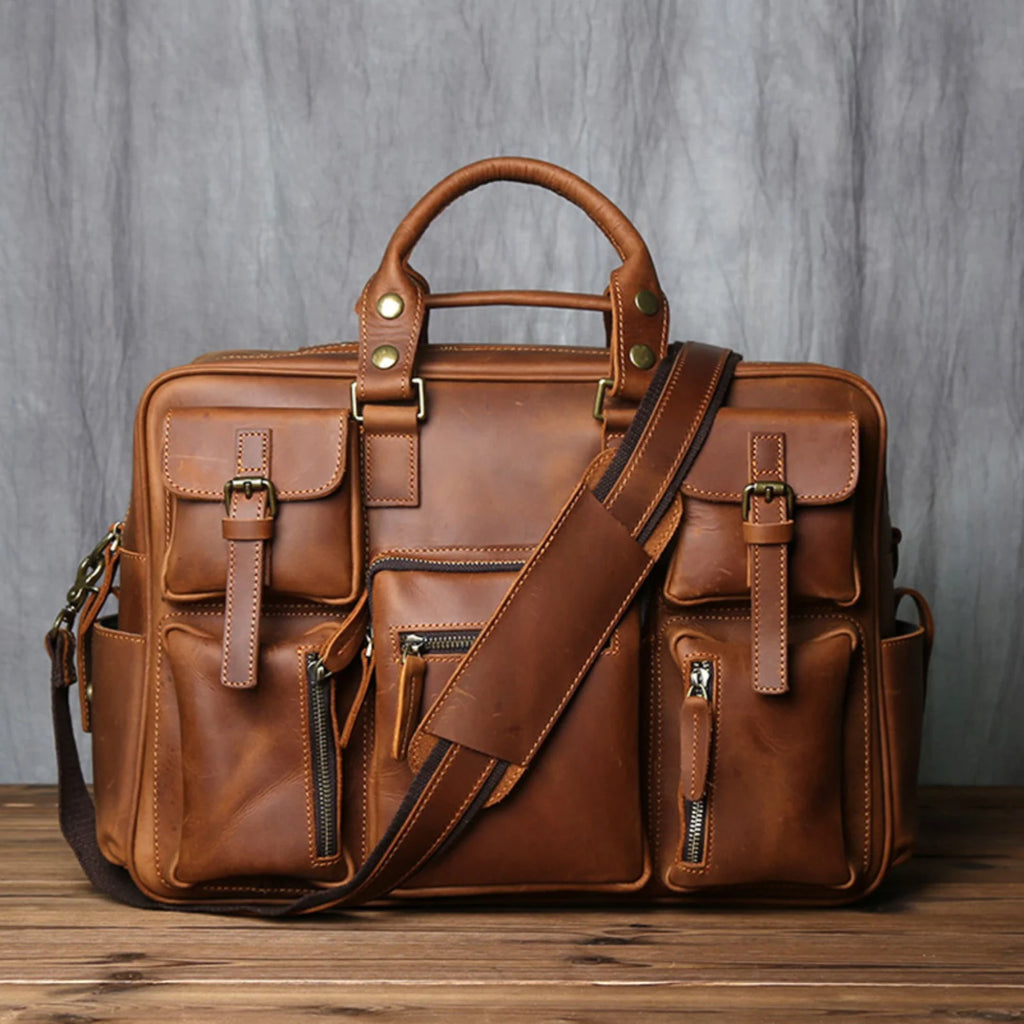 mens leather briefcase bag