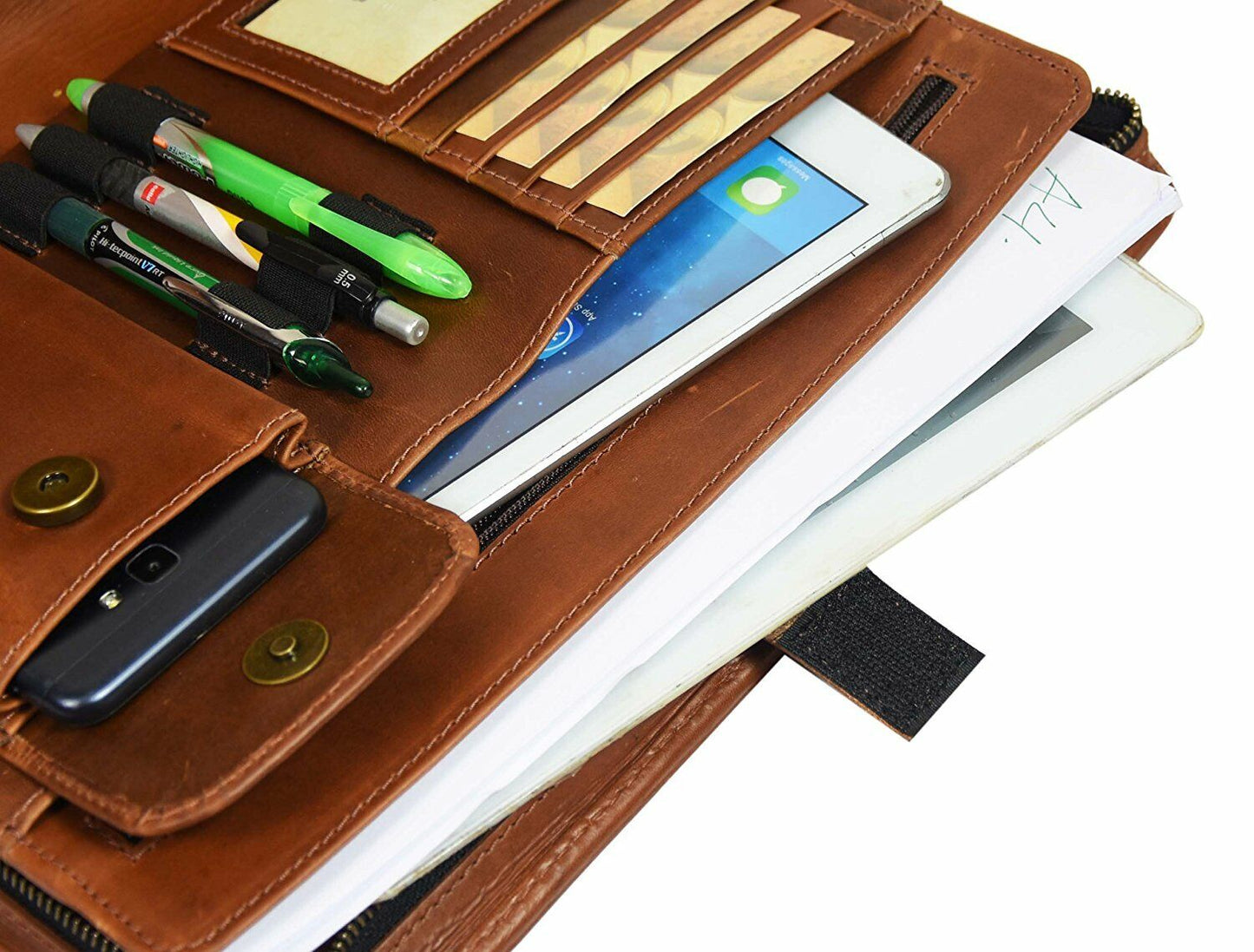 Real Leather Portfolio Business Organizer A4