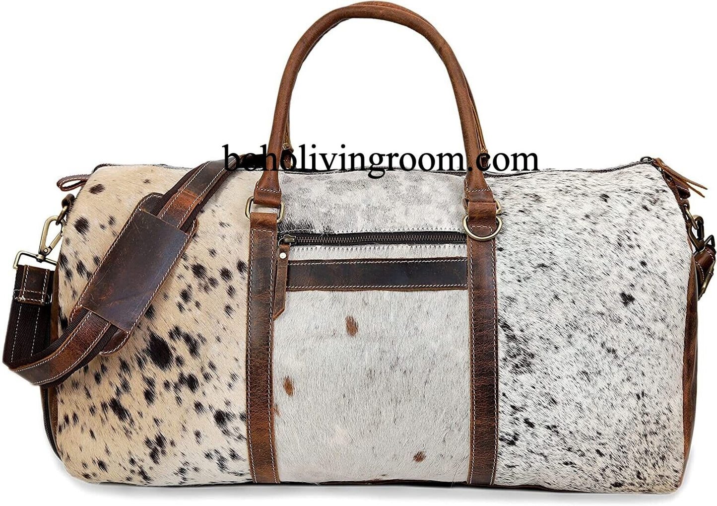 Cowhide Travel Luggage Bag Shoe Compartment