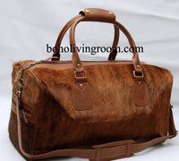 Cow skin overnight bag: chic and sturdy, perfect for overnight stays, timeless design