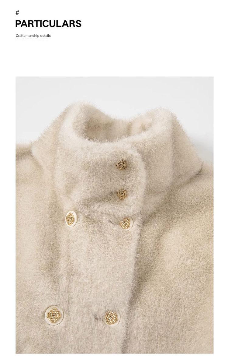 Short Mink Fur Coat Women Double Breasted Winter Jacket