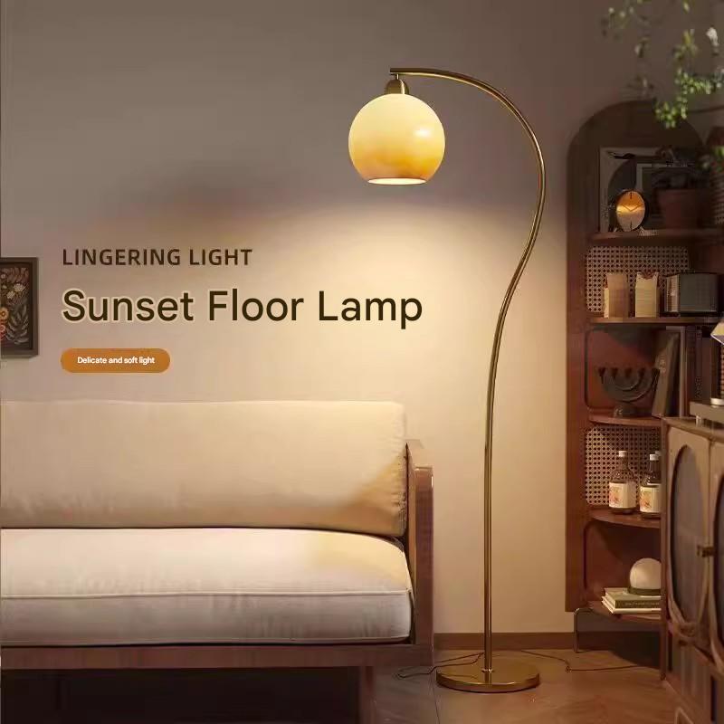 French Antique Floor Lamp Sunset Gradient Glass Standing Light