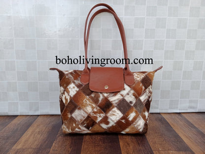 Exotic Tricolor Cowhide Tote Bag