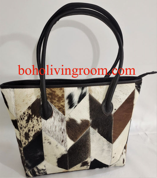 Black Leopard Tote Bags Women Casual Canvas Purse Cowhide Tote Bag