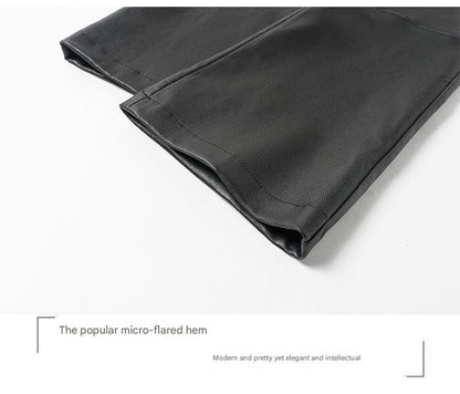 Women’s Flared Leather Pants High Waisted Cropped
