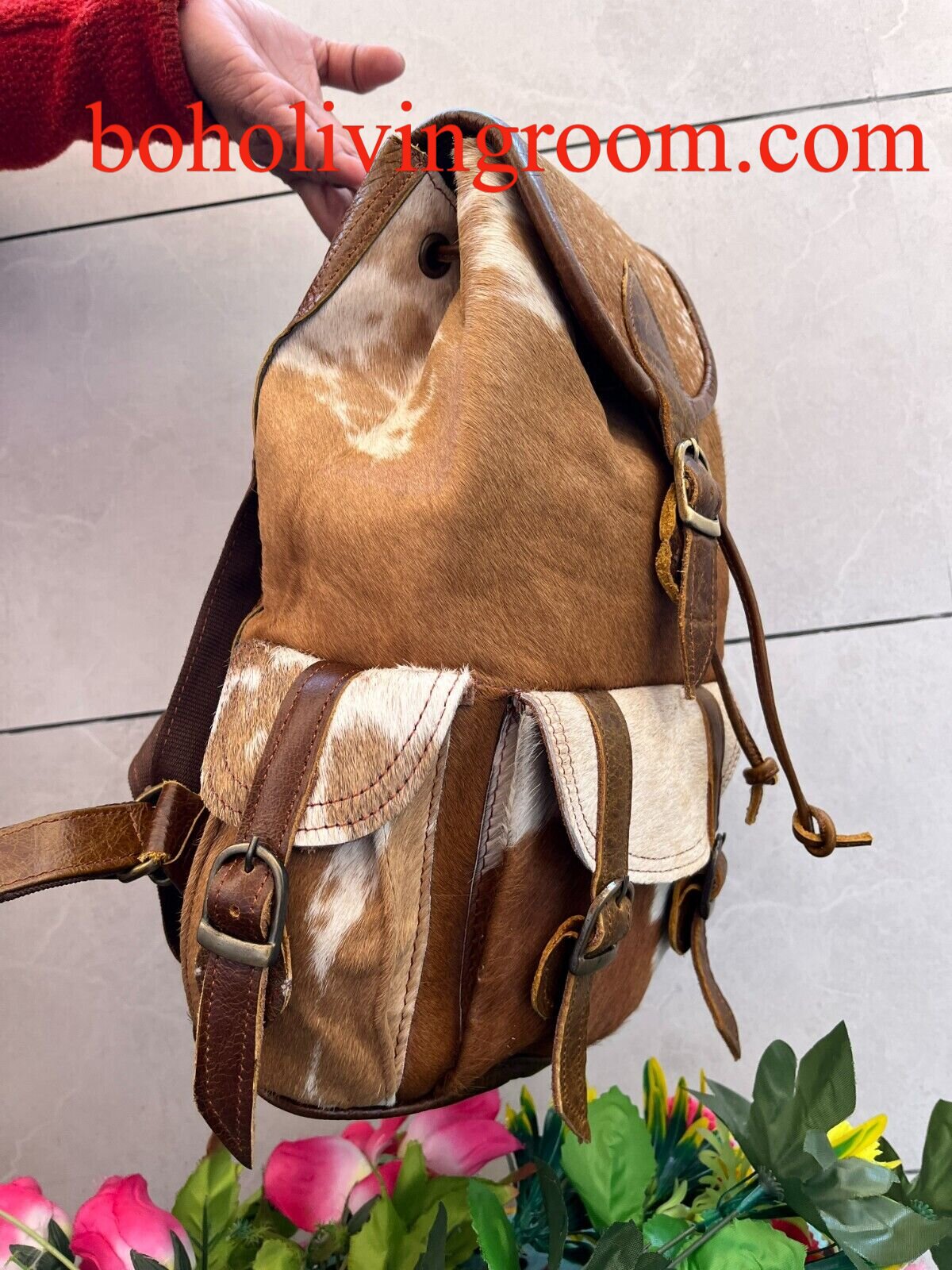 Natural Cowhide Backpack Purse