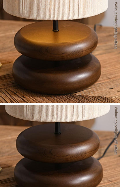 Wabi-sabi Solid Wood Table Lamp with Fabric Lampshade