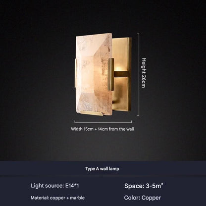 Modern Marble and Copper Wall Lamp Indoor Wall Sconce