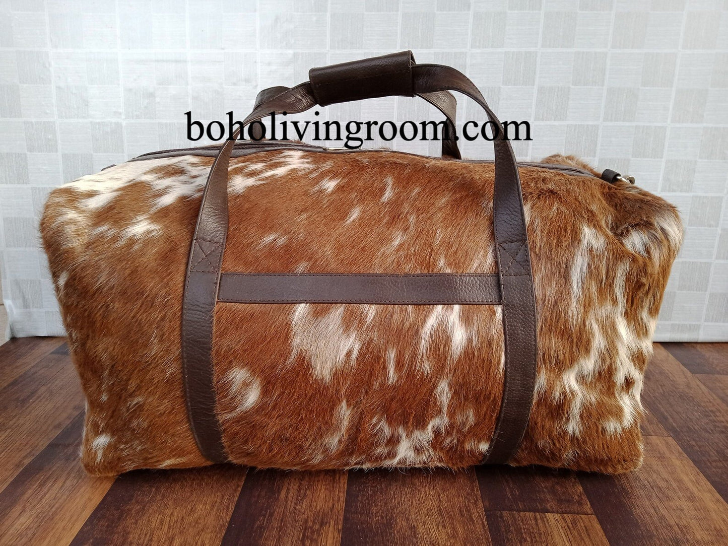 Exotic Brown Cowhide Holdall Bag