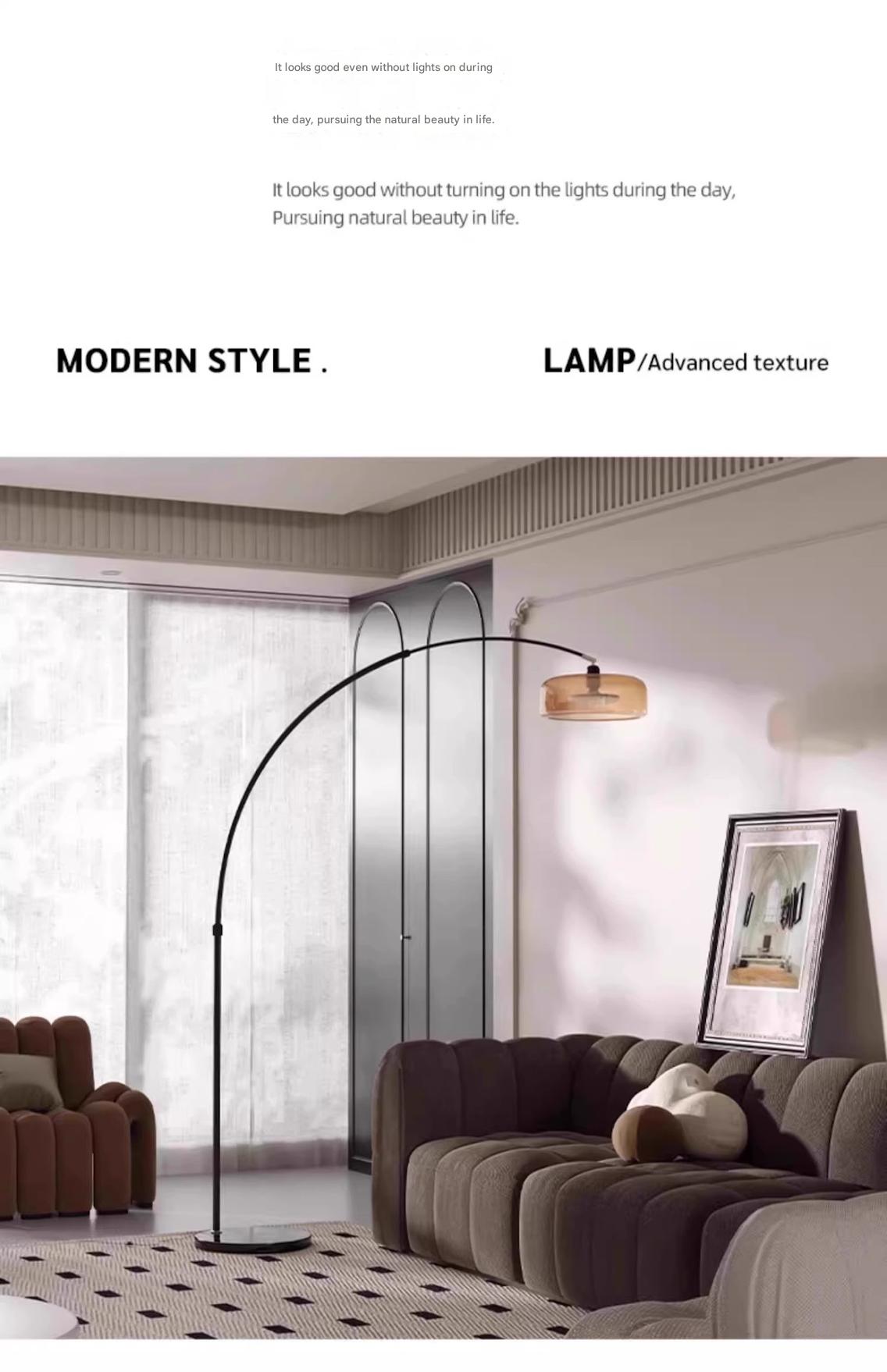 Italian Arc Floor Lamp with Glass Shade and Marble Base