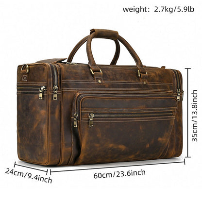 leather carryon weekender bag