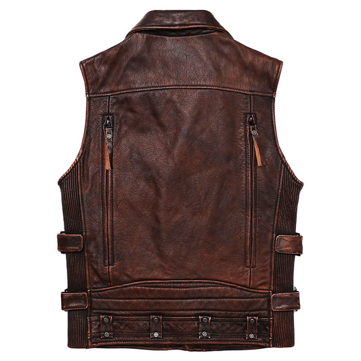 Men's Brown Genuine Cowhide Leather Vest