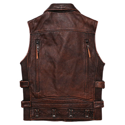 Men's Brown Genuine Cowhide Leather Vest