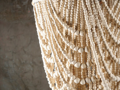 Natural Wood beaded Lampshade Chandelier