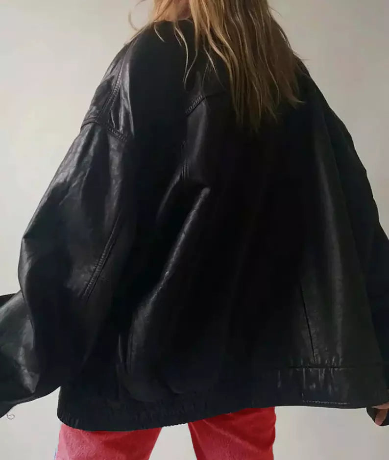 Real Leather Oversized Jacket Women