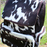 Classic Black White Cowhide Backpack Purse