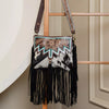 Tooled Leather Cowhide Crossbody Bag Fringe