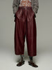 Women Leather Baggy Pants Retro Elastic Waist Loose Fit