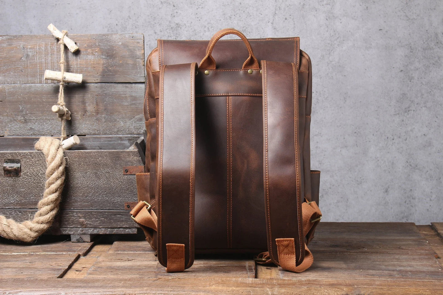 Real Leather Backpack Laptop Bag