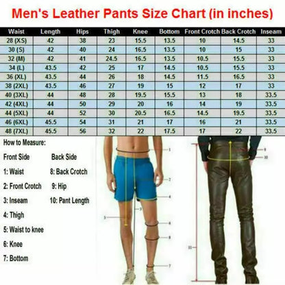 Men's Real Leather Moto Biker Pants