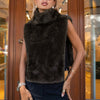 Women Faux Fur Sleeveless Vest Top High Collar