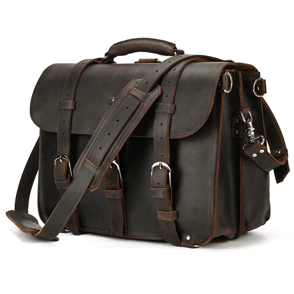 Genuine leather rucksack briefcase bag