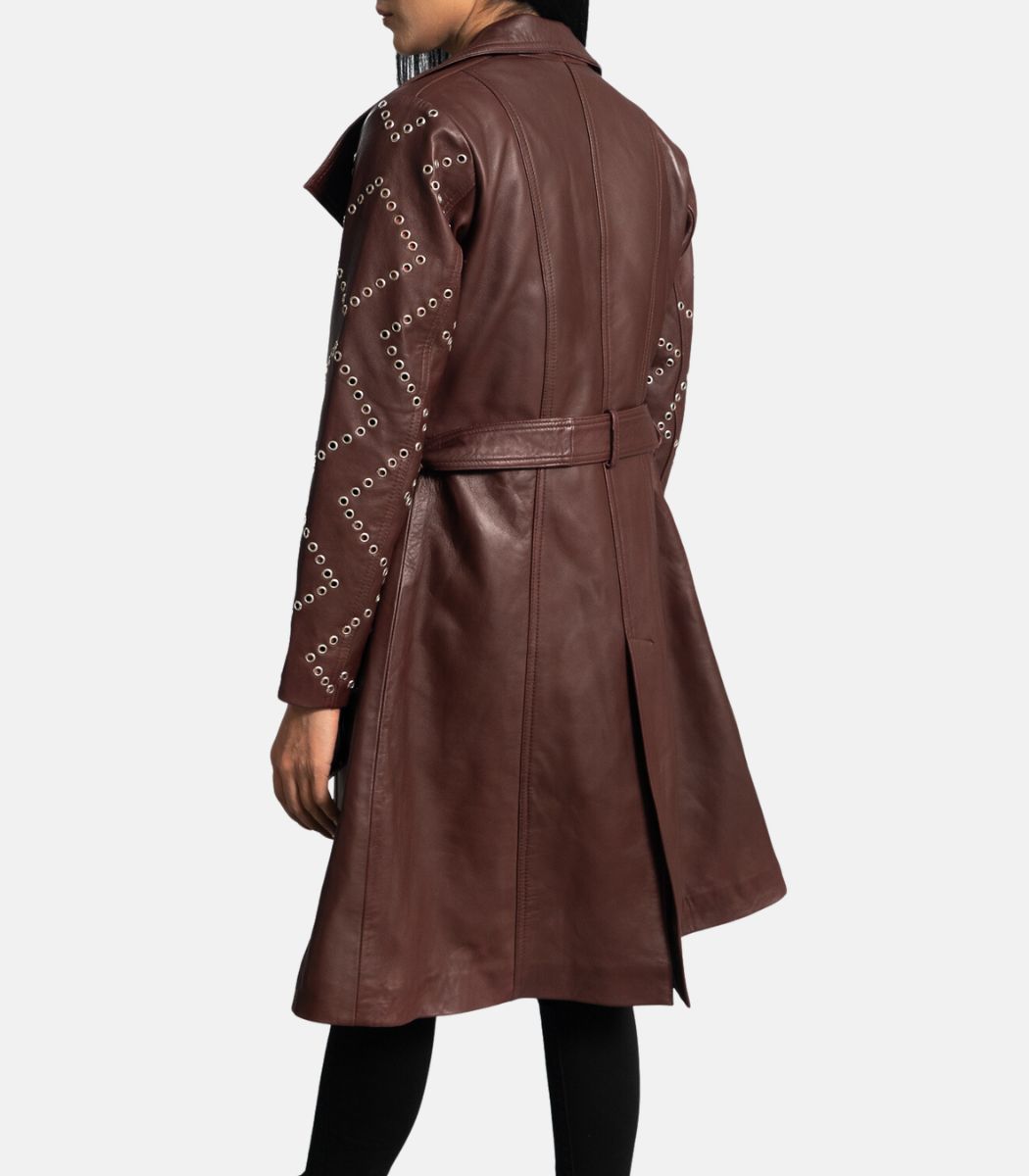 Genuine Leather Trench Coat For Women