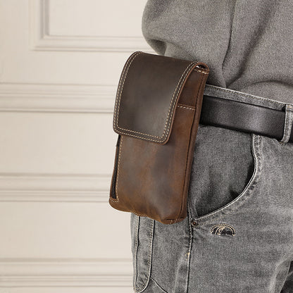 brown leather waist bags for men
