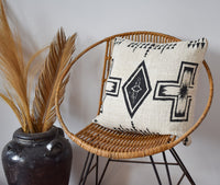 Organic Raw Cotton Black White Decorative Pillow Cover