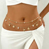 Women’s Gold Starfish Waist Chain with Turquoise Colored Beads