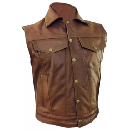 leather motorcycle vest waistcoat