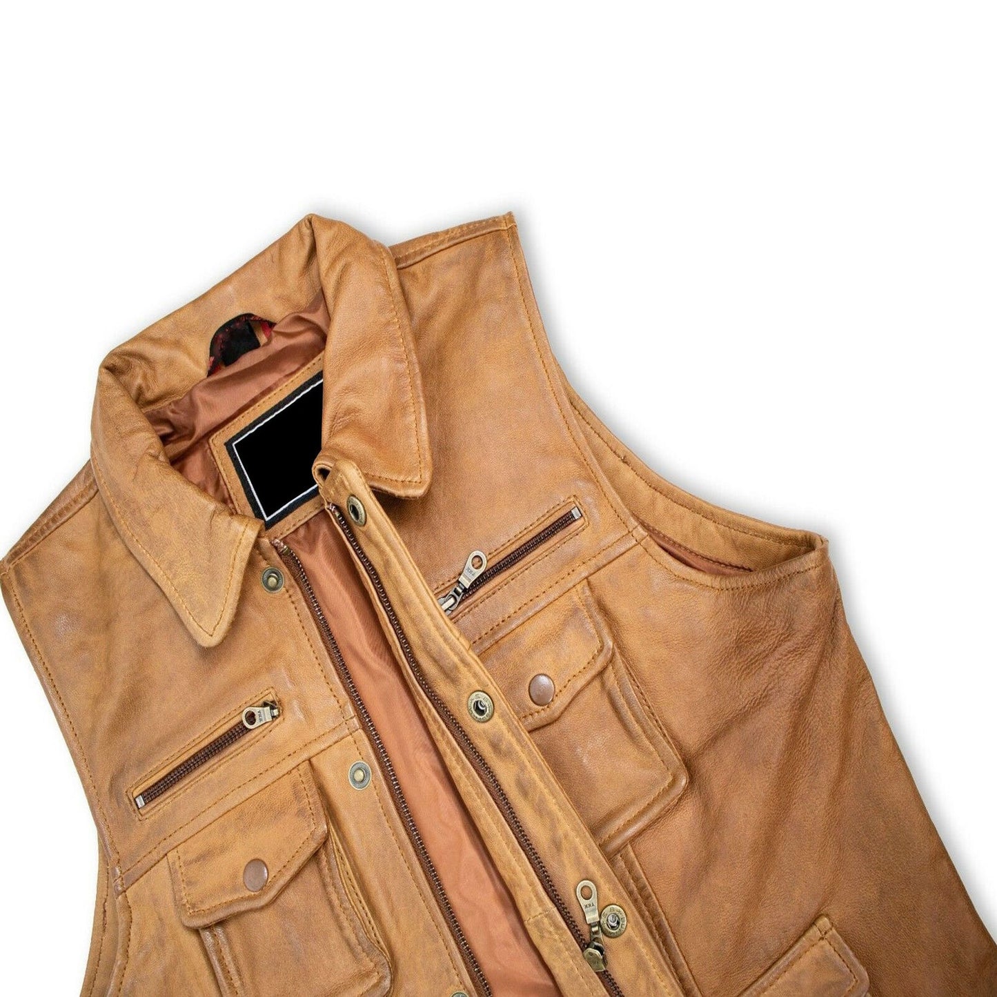 Men Lamb Leather Brown Vest